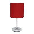 Simple Designs Chrome Mini Basic Table Lamp with Fabric Shade, Red LT2007-RED